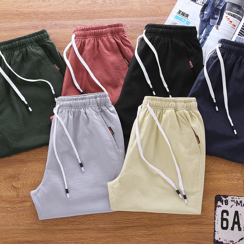 2021 New Technology Micro-elastic Pure Cotton Fabric Teenager Middle School Students Half-length Pants Men's Shorts Thin Breathable Perspiration