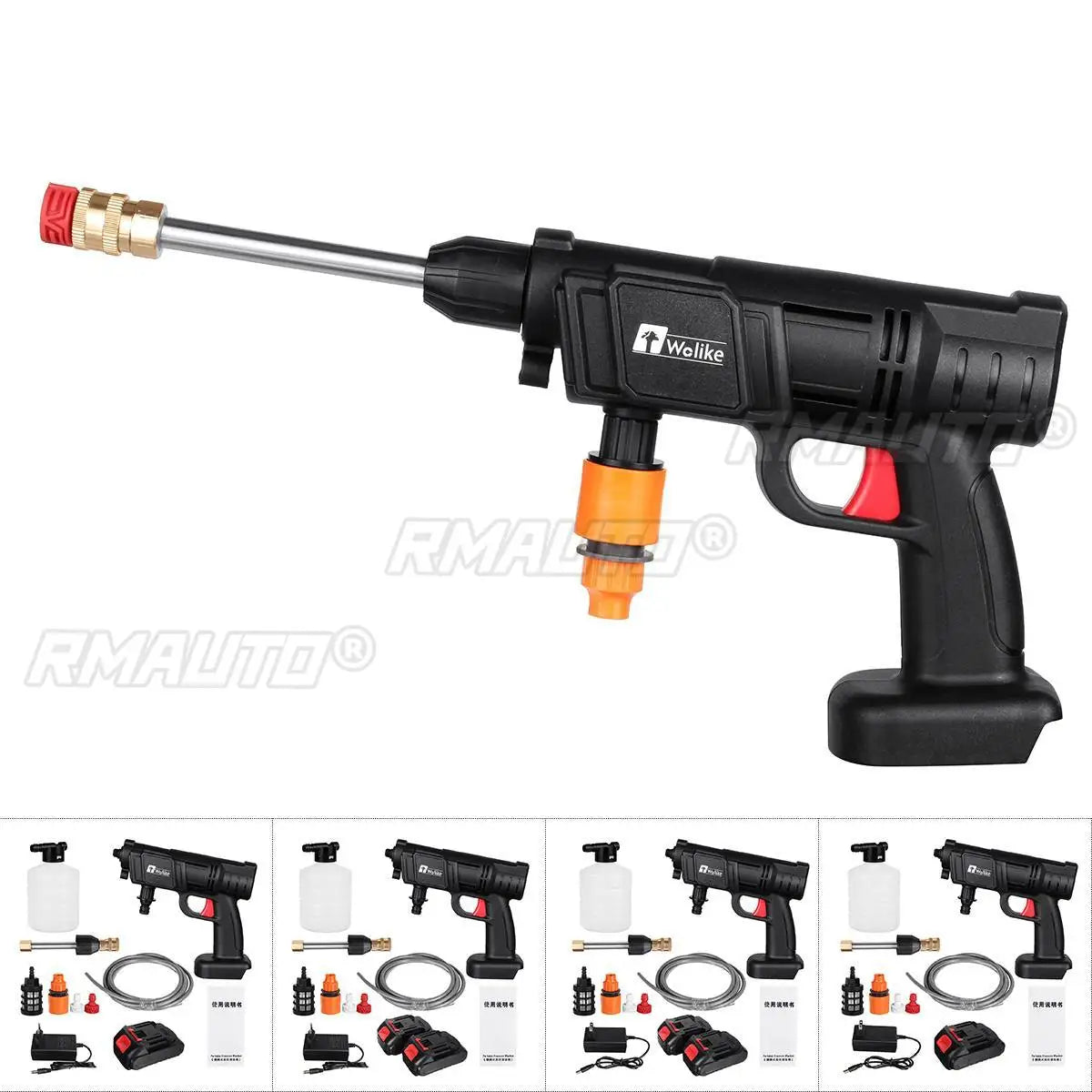 30Bar High Pressure Car Washer Water Gun 2000W Portable Pressure Washer Cordless Car Washing Machine Cleaner Adjustable Nozzle
