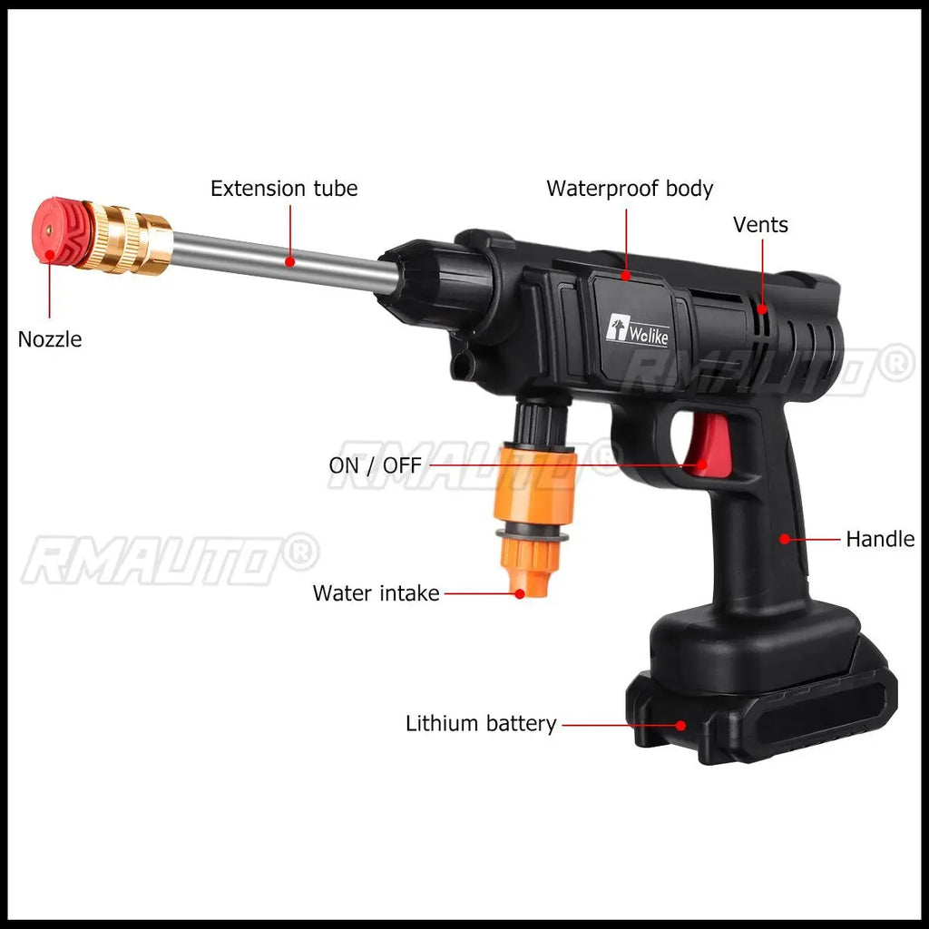 30Bar High Pressure Car Washer Water Gun 2000W Portable Pressure Washer Cordless Car Washing Machine Cleaner Adjustable Nozzle