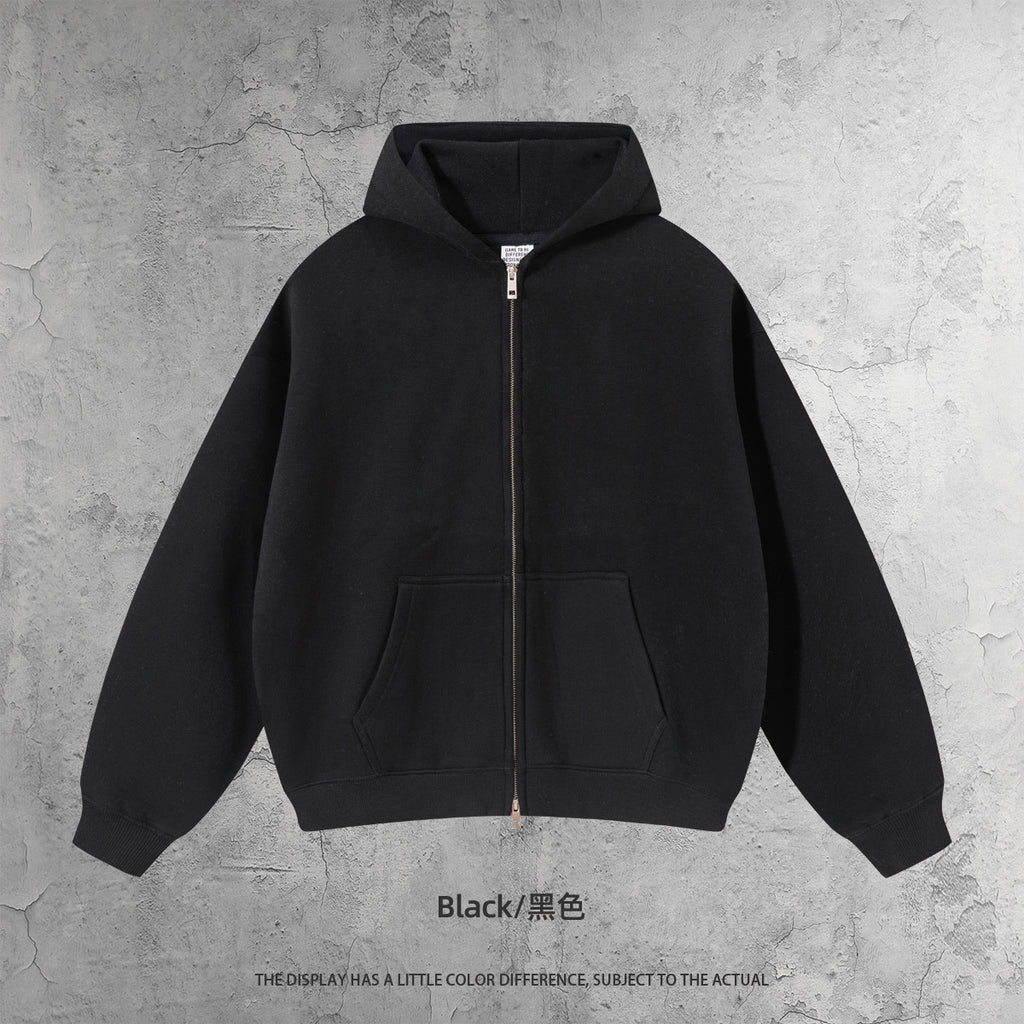 Kite Men's Clothing | Cross-Border European and American Loose Zipper Shirt Two-Piece Set for Men and Women 350g Fleece Hooded Sweatshirt and Pants Set