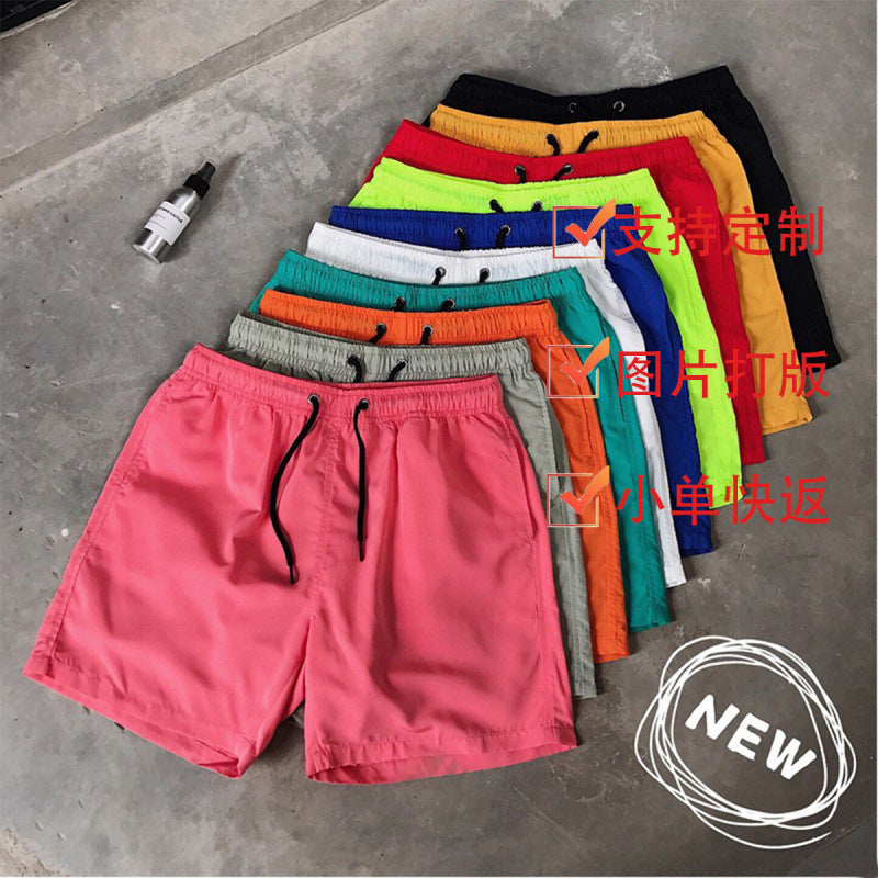 2025 Summer Men's Casual Shorts Candy-Colored Five-Point Shorts Men's Ten-Color Foreign Trade Beach Shorts Dropshipping